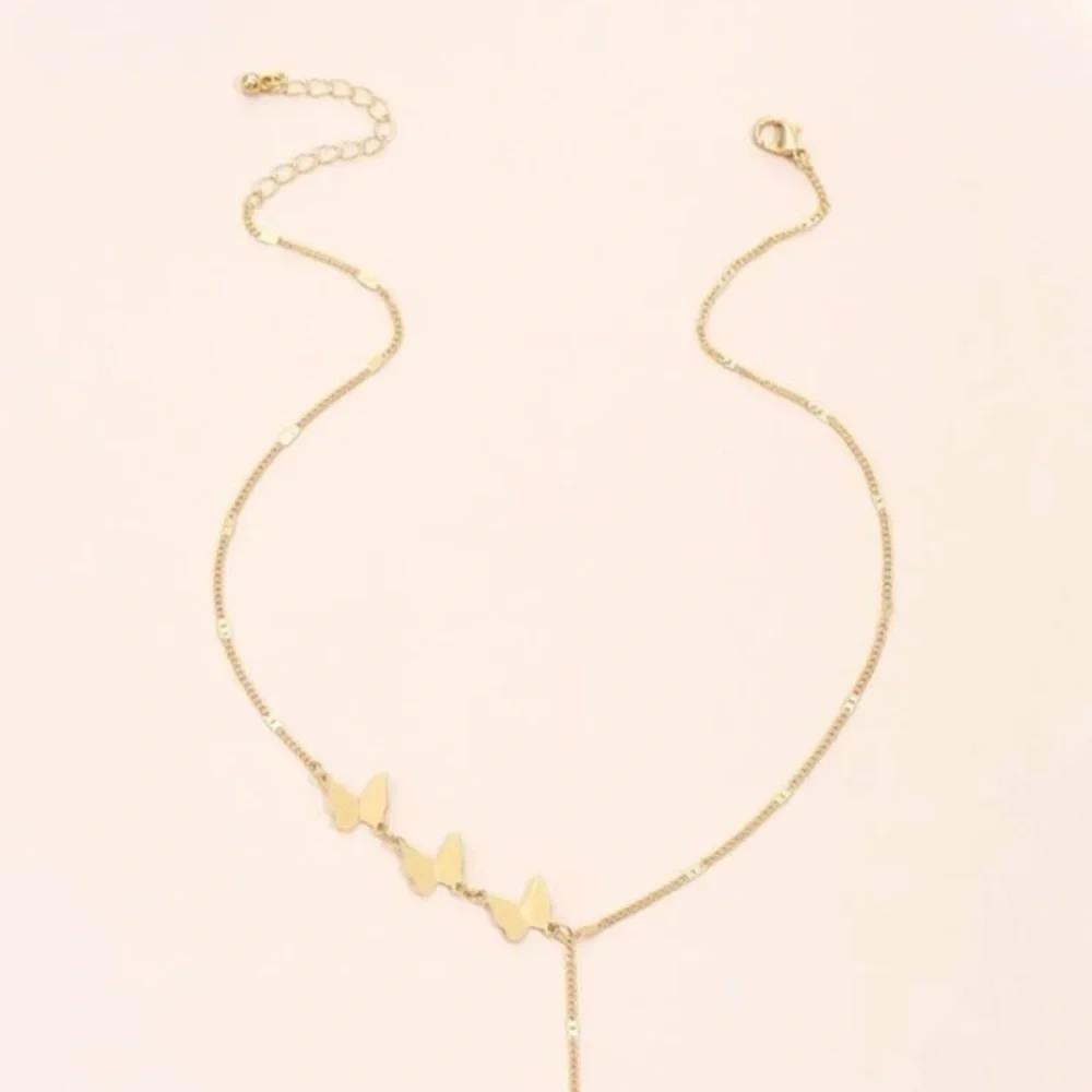Butterfly Charm Necklace Golden Lariat - Picture 3 of 8